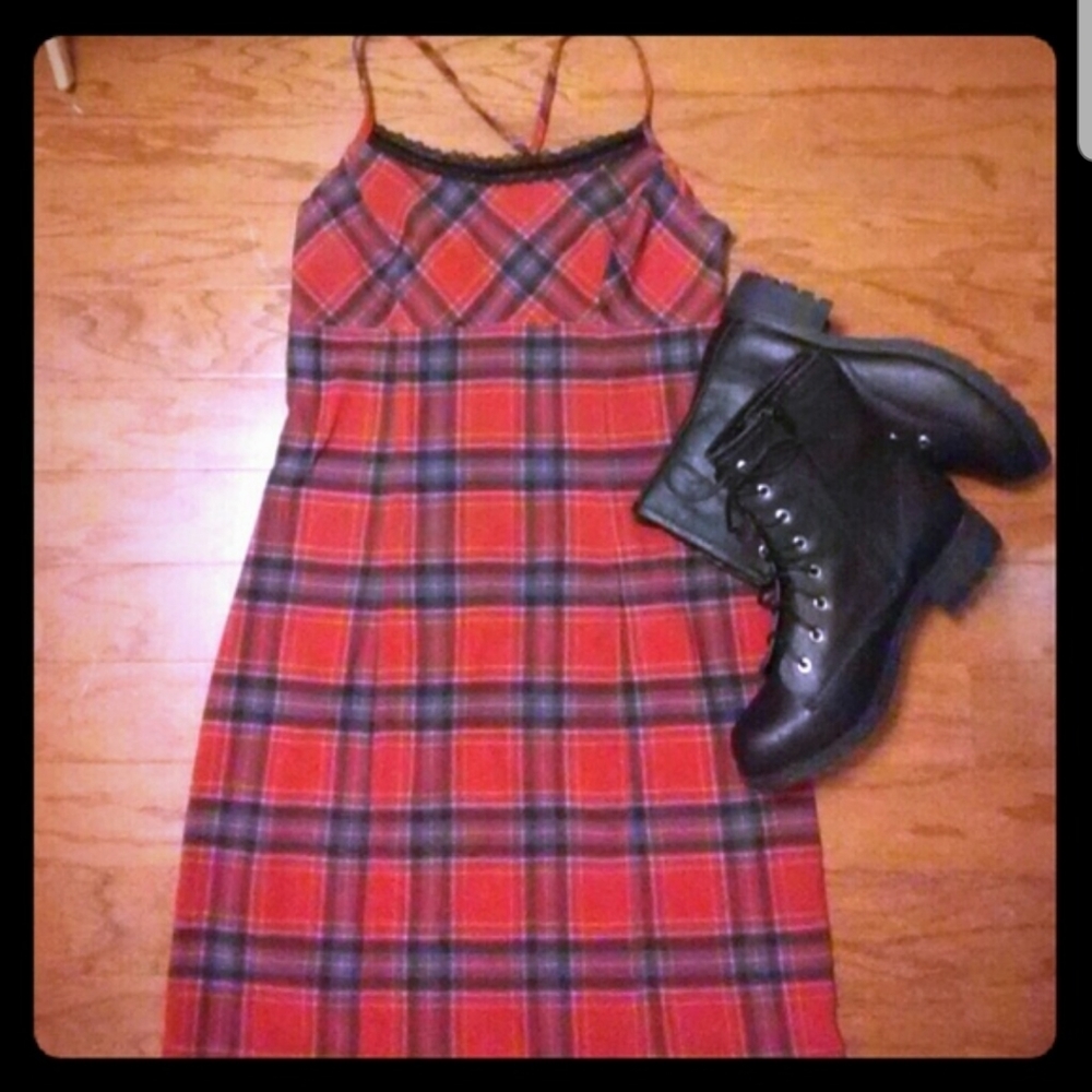 Hot Kiss plaid punk dress vintage M